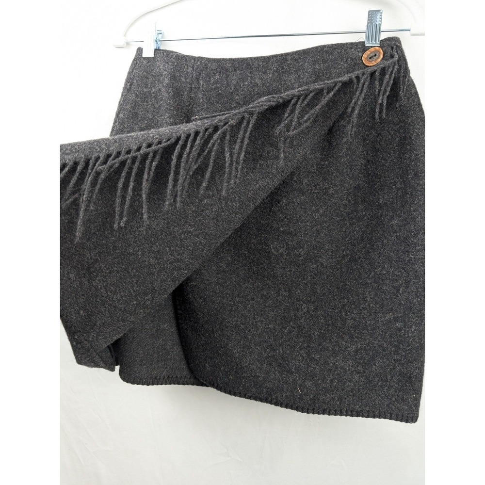 Vintage Ralph Lauren Country Wool Fringe Wrap Mini Skirt Size S Western Cottage - Picture 5 of 8